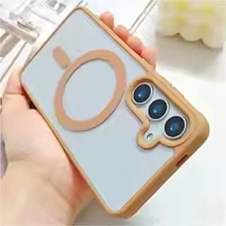 جراب مغناطيسي لسامسونج Galaxy A17، غطاء حماية شفاف كريستالي نحيف مضاد للصدمات مع حماية من السقوط بمعايير عسكرية (بيج)