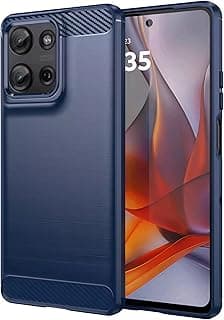 جراب TPU مضاد للصدمات وبصمات الأصابع بألياف الكربون متوافق مع موتورولا G75 (أزرق)