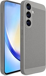 جراب حماية لسامسونج Galaxy A36 5G، تصميم تبديد الحرارة مع حماية مدمجة لعدسة الكاميرا، نحيف ومسامي، مقاوم للبصمات، ظهر صلب PC مقاوم للصدمات (رمادي)