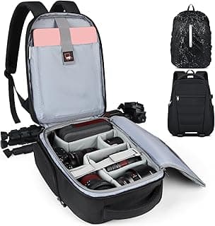 شنطة كاميرا احترافية، حقيبة ظهر للكاميرات DSLR و SLR و Mirrorless، مقاومة للماء، تتسع للابتوب 14 بوصة، مع غطاء للمطر، مضادة للسرقة، لون أسود، مقاس M