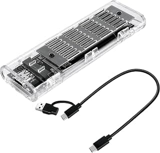 حاوية خارجية مع USB 3.1 جيل 2 لأقراص M.2 ساتا وقرص SSD ان في ام اي بكابل نوع سي إلى نوع سي وUSB إلى نوع سي تنقل بيانات بسرعة 10Gbps لأقراص SSD بمقاسات 2280 و2260 و2242 و2230 EVM-CG-003 من اي في ام