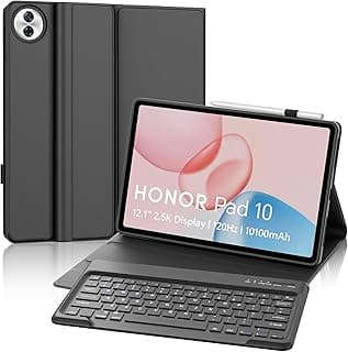 جراب كيبورد FOGARI لجهاز HONOR Pad 10 مقاس 12.1 بوصة، إصدار 2025، كيبورد بلوتوث قابل للفصل توزيع UK، أسود