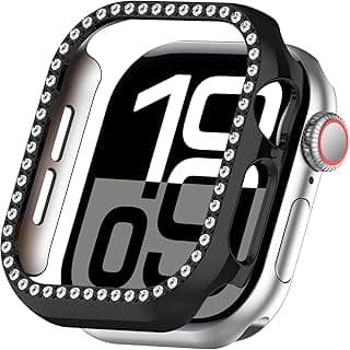 Bling Case Without screen protector for Apple Watch Series 10 42mm, Hard PC Frame Case, Crystal Diamonds Bumper Cover for Women Girls, Slim Protective Cover for iWatch 10 42mm (Black)
