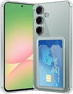 جراب لهاتف سامسونج Galaxy A56 مع فتحة للبطاقات، جراب سيليكون TPU شفاف ناعم ونحيف ومضاد للخدش لهاتف سامسونج Galaxy A56