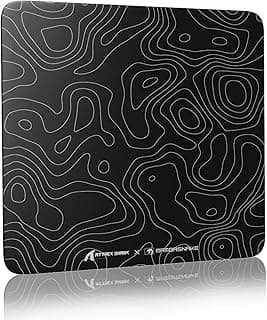 CM05 Large Glass Gaming Mouse Pad - 450x400mm Nano-Textured Glass for Precision & Speed, Anti-Slip PU Base, 9H Hardness, Smooth & Durable - Suit for Precision Gaming Mice - Black Contour