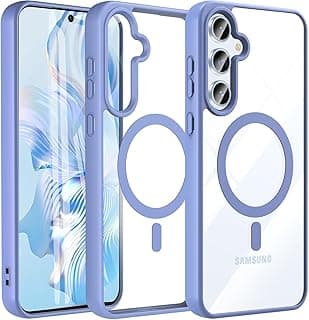 جراب مغناطيسي لهاتف سامسونج Galaxy A15، شفاف كريستالي [لا يصفر] [حماية من السقوط بمعايير عسكرية] جراب حماية شفاف مقاوم للصدمات - أزرق فاتح