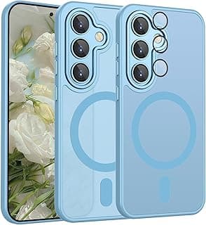 Magnetic Case for Samsung Galaxy A57, Translucent Matte, Full Camera Protection, Shockproof Design, Compatible with Magnetic Stand For Samsung A57 (Light Blue, Samsung Galaxy A57 5G)