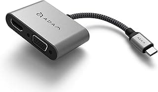 محول USB نوع سي إلى HDMI/VGA من أدام اليمنتس، يدعم اتصال شاشة مزدوجة 4K و30 هرتز، دقة 1080p و60 هرتز، محول ومقسم وموزع نوع سي لماك بوك برو/اير واي باد برو 2020 وديل XPS 13/15 وموبايل أندرويد