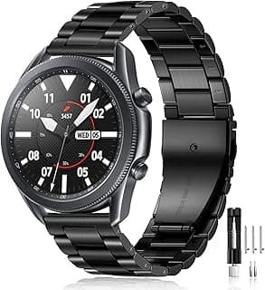 سوار معدني لساعة سامسونج Galaxy Watch 3 45mm، Galaxy Watch 46mm SM-R800، Gear S3 Frontier، سوار ستانلس ستيل 22mm للرجال والنساء