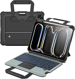 Carry Go Keyboard Case for iPad Pro 11 inch (M4,2024) with Handle, 180°Adjustatable Stand,Backlit Magic Keyboard with Trackpad,Magnetic Detachable Keyboard -Black