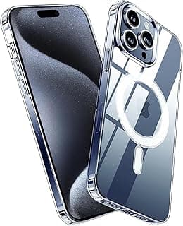 جراب لهاتف ايفون 15 Pro يدعم MagSafe، جراب مغناطيسي شفاف [شحن لاسلكي]، جراب حماية من سيليكون TPU ناعم ومقاوم للصدمات - شفاف