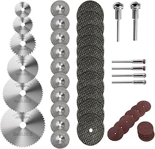 42 Pcs Cutting Wheel Kit for Rotary Tools, Mini HSS Circular Saw Blades Cutter, Resin Cutting Discs, Diamond Cut Off Wheels for Cutting Wood, Metal, Plastic, PVC, Glass, Tile, Stone