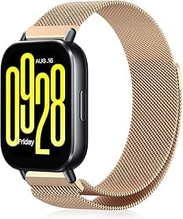 سوار معدني مغناطيسي من الستانلس ستيل من SeNool متوافق مع شاومي Redmi Watch 5 Active، [مقاوم للتآكل] [مقاوم للماء] – لون روز جولد
