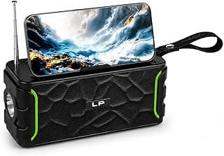 Portable Speaker LP-V95 with Solar Charging & Bluetooth 5.1, Supports FM Radio, TF Card, USB Port, Durable Design for Outdoor Use, Hiking & Camping, Black