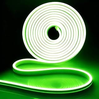شريط إضاءة LED نيون 5 متر، شريط نيون 12 فولت، حبل إضاءة نيون سيليكون مرن ومقاوم للماء لغرف النوم والديكور الداخلي والخارجي، أخضر (محول الطاقة غير مرفق)