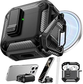 fashion mania Compatible with AirPods pro 3 Case,Magnetic Automatic Lock with Phone Holder & Compatible with Magsafe, Back Magnetic Charging, Black
