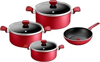 Tefal Expert Stewpot Set, Stewpots (18-24-28) cm + Wok Pan 28 cm, Red - C2891204