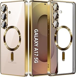 Soft Electroplated Case for Samsung Galaxy A17 5G. Glossy Thin Cover with Clear Back.Built-in Camera Protector funda capa para for A17 5G[No Magsafe] Drop Protection (Gold, A17 5G)