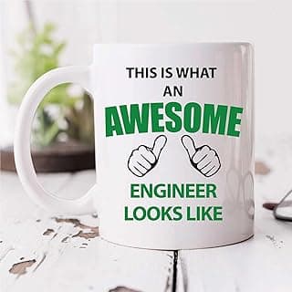 مج بطبعة عبارة « This is What an Awesome Engineer Looks Like» هدية مثالية لعيد الميلاد والكريسماس من 60 سيكوند ميك اوفر سيراميك أبيض