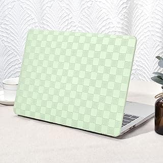 Case Compatible with MacBook Air 13.6 inch Case M4 M3 M2 2025 2024-2022 Release A3240 A2681 A3113 Touch ID,Elegant Plastic Hard Shell Case&Keyboard Cover,Green PVC Grid Leather No Logo Cutout