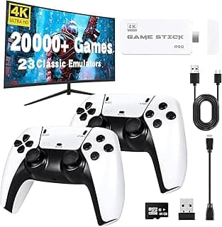 كونسول ريترو مع أكثر من 20000 لعبة - كونسول ألعاب ريترو HDMI للتلفزيون - توصيل وتشغيل مع 2 يد تحكم مريحة - فكرة هدية للعائلة والأصدقاء (أبيض)