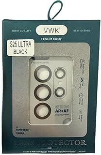 غطاء كاميرا ستانلس ستيل من VWK (زجاج كاميرا AR+AF) لهاتف سامسونج Galaxy S25 Ultra، لون تيتانيوم أسود
