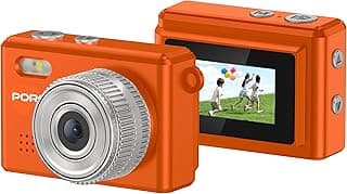 كاميرا رقمية صغيرة Lifestyle Snap & Go بدقة 1080p، FHD 2 ميجابكسل، شاشة 0.96 بوصة، مستشعر CMOS، وقت تشغيل 75-80 دقيقة، بطارية 200 مللي أمبير، 6 فلاتر ألوان، وظيفة كاميرا ويب فورية (برتقالي)