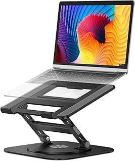 حامل لابتوب قابل للتعديل بقاعدة دوارة 360°، حامل كمبيوتر ثابت لأجهزة اللابتوب مقاس 10-16 بوصة، متوافق مع ماك بوك برو/اير، ديل، اسوس، لينوفو من اويفي، لون أسود