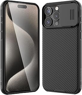 for iPhone 15 Pro Max Case with Sliding Camera Cover [Upgraded Lens Protection] [Hard PC+TPU Bumper], Slim Shockproof Protective Phone Case 6.7" 2023, Black