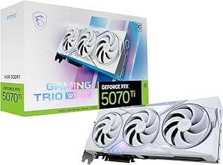 MSI بطاقة عرض مرئي جيفورس RTX 5070 Ti 16G تريو او سي ابيض - وحدة معالجة رسومات RTX 5070 Ti GDDR7 16GB (28Gbps/256-bit)، منفذ PCIe 5.0 - TRI FROZR 4 - وضع العاب وصامت، RGB - HDMI 2.1b، منفذ عرض 2.1b