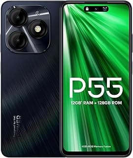 P55 موبايل بذاكرة 8GB رام و128GB تخزين، حجم 6.6 بوصة، لون Moonlit Black - ضمان سنة/نسخة محلية