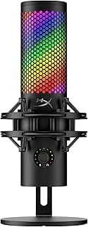 ميكروفون USB كواد كاست 2 اس مع إضاءة RGB والبث الصوتي مع عناصر تحكم مدمجة وإضاءة ليد وحامل مضاد للصدمات قابل للإزالة للكمبيوتر وماك ومنفذ USB-C - أسود من هايبر اكس