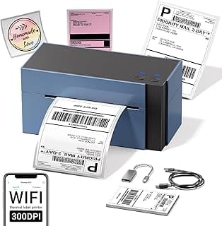 طابعة ملصقات واي فاي 344WF DHL، طابعة ملصقات شحن حرارية 300DPI مقاس 4x6 لـ UPS، Ebay، Etsy، Shopify، Amazon، Royal Mail، FedEx، USPS
