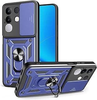 Case Cover Shock resistant UNBLACK Sliding CamShield TPU + PC with Ring Compatible with Vivo Y29 (Blue)