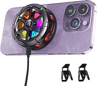 Cell Phone Cooler for Gaming,Phone Cooling Fan Cooler for iPhone/iPad to Keep Phone Cool,Magnetic Phone Cooling Case Radiator with RGB LED Heatsink for iPhone MagSafe Series/Samsung/Android (Type A)