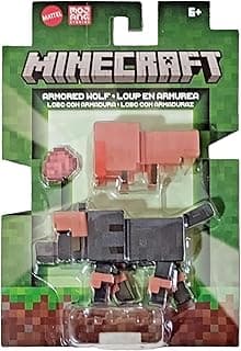 مجسم شخصية الذئب المدرع Minecraft من Mattel، مجموعة ألعاب قابلة للجمع بمقياس 3.25 بوصة مع ملحقات