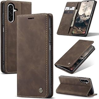 Phone Case Cover UNBLACK Luxury PU Leather Design 013 Flip Cover Card Slot Holder Cover Compatible with Samsung Galaxy A17 (Coffe)