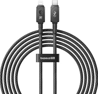 كابل باسيوس PD غير قابل للكسر 27 وات USB نوع C - لايتنينج معتمد من ابل للشحن السريع لموبايل ايفون 14-رو ماكس 13-12- 11: اكس ماكس- اس- ار- 8 بلس- اس اي- 7- 6 بلس أسود