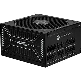 وحدة باور سبلاي ماج A1000GLS PCIE5 بقدرة 1000 وات بكفاءة 80 بلس جولد وتصميم ATX 3.1، مع دعم معالج الرسومات PCIe 5.1 ووصلة 12 فولت 2x6 مزدوجة اللون بالإضافة إلى كابلات مغطاة بنقوش من ام اي اس