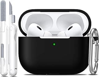 R-fun Compatible with AirPods Pro 2nd/1st Generation Case with Cleaning kit,Full Protective Silicone Compatible with Apple AirPods Pro 2023/2022/2019 Charging Case,Front LED Visible,Black