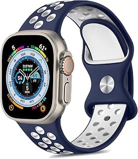 استراب Dl3 Mobilak متوافق مع ابل واتش مقاسات 49mm 45mm 44mm 42mm 41mm 40mm 38mm، سوار رياضي سيليكون مسامي بديل لـ iWatch Ultra/Ultra2 Series 9/8/7/6/5/4/3/2/1/SE/SE2