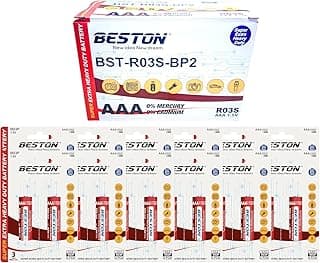 BESTON Batteries Zinc Carbon Remote Super Extra Heavy Duty R03S AAA BP2 (12 Cards)