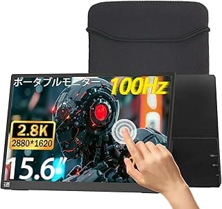 Mobile Monitor, 15.6 inch, Touch Panel, 2.8 K, 100 Hz, Fast Refresh Rate, Portable Monitor, 2,880 x 1,620 IPS Panel, 100% RGB Wide Color Gamut, 300 nits High Brightness, Thin, Lightweight, Integrated