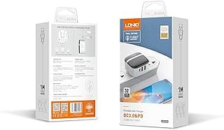 شاحن من لدنيو بتقنية USB وUSB-C وLightning، متوافق مع الهواتف الذكية والتابلت والأجهزة الأخرى، بثلاثة منافذ