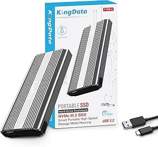 حاوية SSD M.2 لذاكرة مستديمة سعة 2 تيرا لا تحتاج إلى أدوات، محول USB 3.1 NVMe إلى USB 10 جيجابايت، متوافق مع 2230/2242/2260/2280 M.2 NVMe SSD، ويندوز/ماك/لينكس من كينج داتا