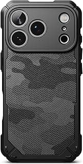 Ringke Case for iPhone 17 Pro Max Case Accessories [Rugged Gear] Shockproof Protection Flexible Ultra Thin Soft TPU Bumper Durable Case Hole Strap Crossbody - Camo Black