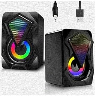 مكبر صوت للألعاب GT-309 للكمبيوتر بمنفذ USB وإضاءة ار جي بي