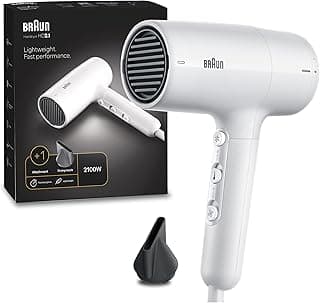 Braun HD 2.1 Hair Dryer BRHD210SDE, 2100 Watts Powerful Motor, 3 Heat & 2 Speed Settings, Cool Shot Function, White, Removable Filter, Lightweight Design, Fast and Efficient Styling – BRHD210E