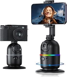 Auto Face Tracking Tripod,360° Rotating Face Body Phone Camera Mount Detachable Stand TripodGesture Control,Smart Shooting Holder Rechargeable for Vlog, Streaming, tiktok Trend Items (Black)