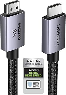 HDMI 2.1 Cable Certified 8K 4K 120Hz 144Hz 165Hz 240Hz eARC HDR VRR UHD Dolby Vision Atmos HDCP 2.3 48Gbps Ultra High Speed Lead Compatible with PS5/4 Xbox Laptop PC TV Soundbar Monitor DVD(3M)